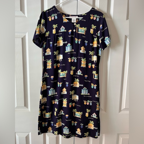 Vintage Talbots Navy Blue Summer Cottage Vacation‎ Short Sleeve Dress Size 8 - Picture 1 of 10